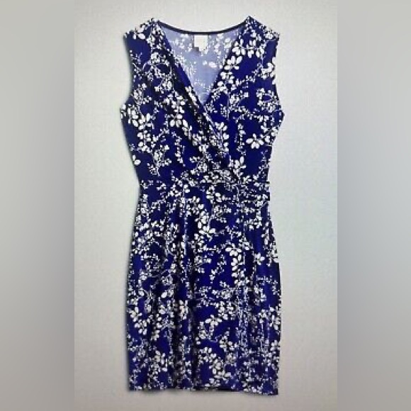 KAILEIGH Womens Seanna Faux Wrap Knit Dress Sleeveless Navy/Blue- Like New/Large - Picture 3 of 5